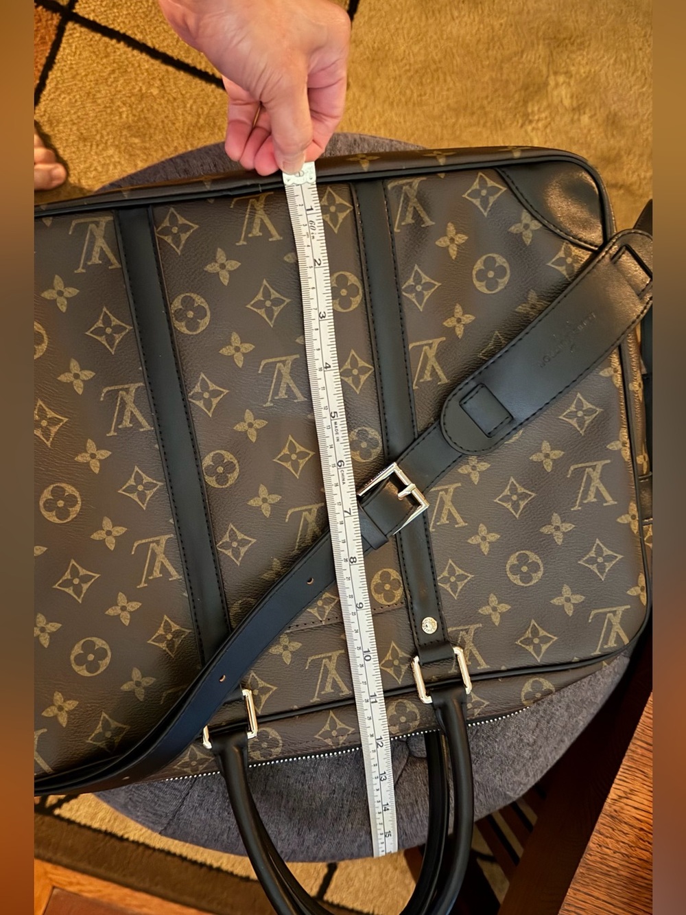 Luxury Brown Monogram Laptop Tote Bag - Picture 6 of 7